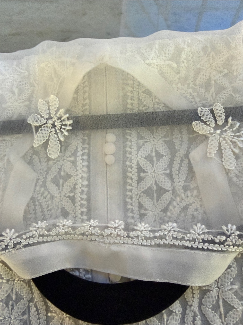Sheer White Embroidered Button-Front Robe Cover-Up - Picture 16 of 16